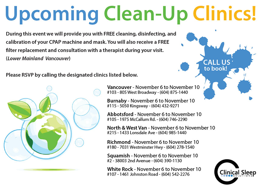 Upcoming Clean-Up Clinics – November 6 to 10, 2017