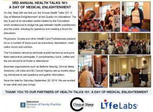 Fraser Valley Health Care Foundation 3rd Annual Health Talks 101: A Day of Medical Enlightenment